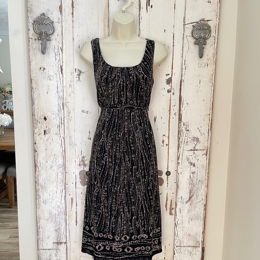 212 Collection Size Medium Woman's Black Taupe Brown Ivory Sleeveless Dress